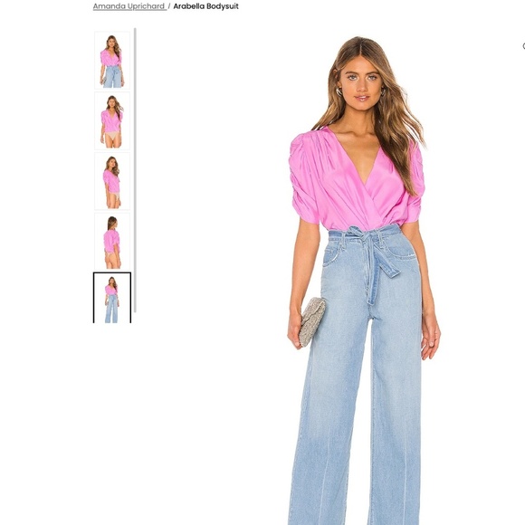 Amanda Uprichard Arabella Bodysuit Pompei Pink Size Large Silk - Picture 3 of 9